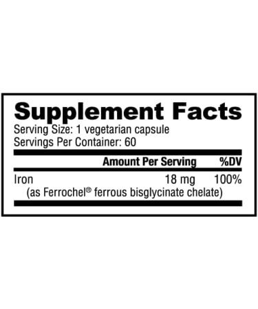 NutraBio Iron Chelate (18mg) - Supports Red Blood Cell Health - 60 Capsules - Buy Online on GoSupps.com