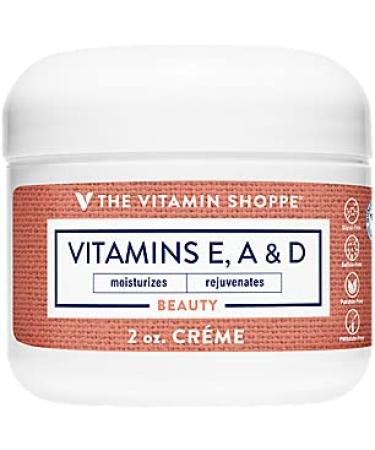 The Vitamin Shoppe Vitamin E  A and D Cr me  Moisturizes and Rejuvenates  Apply After Cleansing to Damp Skin Daily (2 Ounces Cream)