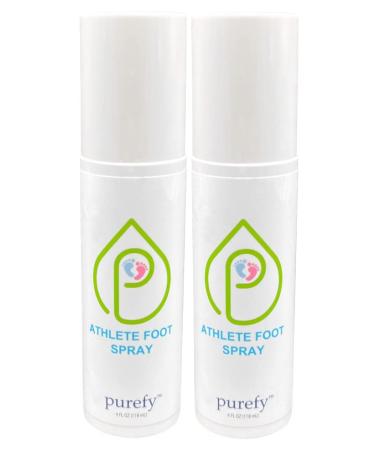 PUREFY Athlete Foot Spray for Skin (4oz 2pk) Purefypro Dermal Technology Natural Healing of Athlete Foot. Remove Odor. No Residue Clear Spray and Safe for Everyone