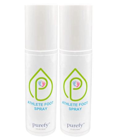 PUREFY Athlete Foot Spray for Skin (4oz 2pk) Purefypro Dermal Technology Natural Healing of Athlete Foot. Remove Odor. No Residue Clear Spray and Safe for Everyone