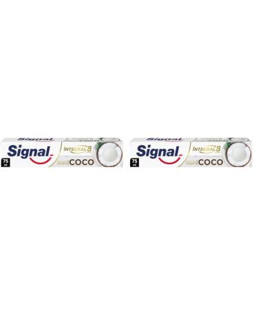 Signal Integral 8 Dentifrice Antibact rien Nature Elements Coco Blancheur Formule Antibact rienne Cliniquement Prouv e 75ml (Lot de 2)