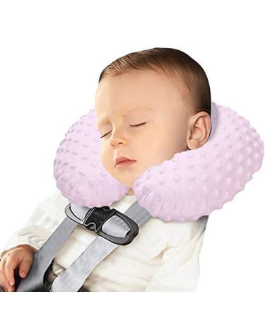 Baby Travel Pillow Toddler Soft Inflatable Neck Pillow Infant Head Neck Support Pillow Cushion for Car Seat Pushchair Airplane Train Kids Children Neck Pillow Chin Support for Boys Girls 0-8 Years Pink