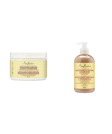 SheaMoisture Jamaican Black Castor Oil Strengthen & Restore Leave-in Conditioner | Conditioner (Restorative Formula) 340 ml + 384 ml Castor Oil + Conditioner Peppermint and Apple