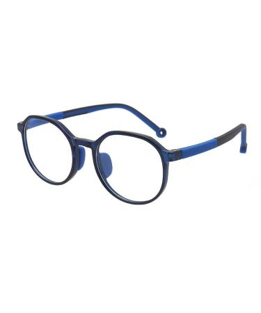 Round Stylish Computer Readers Eyewear Anti Eye Strain Reading Glasses Large Flat Light Mirror for Women/Men +250 Dark-blue