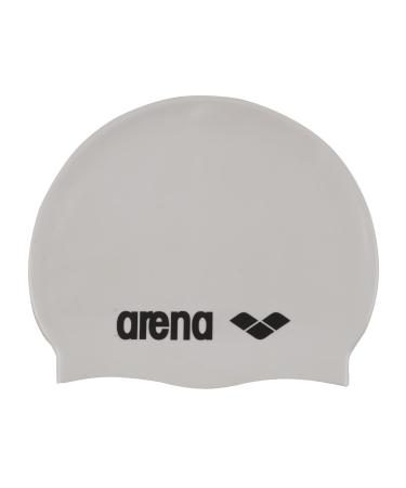 ARENA Unisex Adult Swimming Cap Classic Silicone One Size White-Black (15)