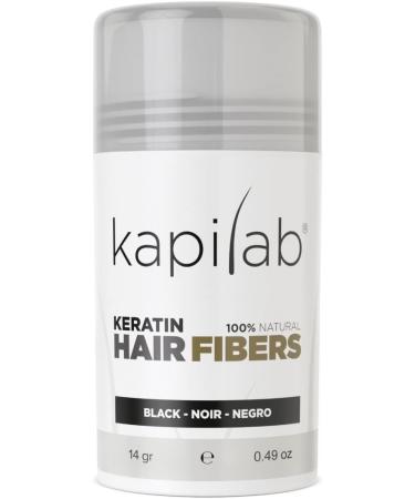 Kapilab Streuhaar Haarfasern Schwarz Haarpuder zur Haarverdichtung - Keratin Ansatzpuder f r D nner Werdendes Haar Frauen und M nner Haarausfall 100% Nat rlich 12.5 gramm