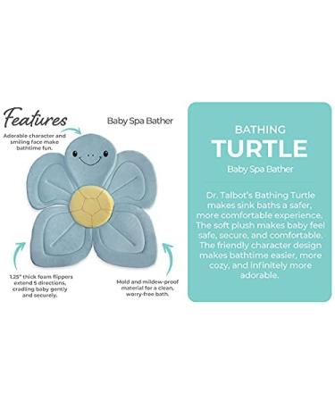 Nuby Turtle Baby Bath Cushion - Soft Fabric for Bathtub or Sink | Easy to Dry | 0-6 Months | Turquoise - Buy Online on GoSupps.com