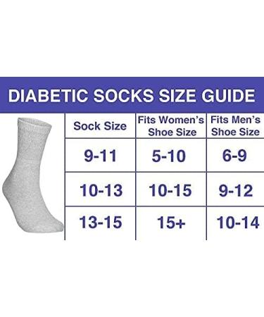 Crew Cotton Diabetic Socks for Men and Women - Size 13-15, Black (6 Pairs) - Buy Online on GoSupps.com