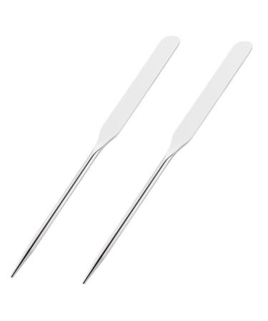 2Pcs Makeup Spatula tool metal Set Professional Beauty Stainless Steel Cosmetics Mixer Long Metal Spatula Depotting Mixing Tool