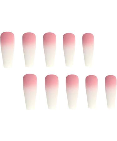 Dajidafu 1 Set Press on Nails Coffin Gradient Pink Extension Frosted Matte Wraps Ballerina Salon DIY Gifts Manicure Kit Type 1 - Buy Online on GoSupps.com