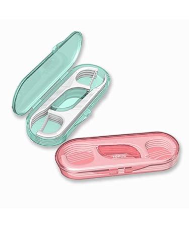 Travel Dental Floss Case with Professional Toothpicks Sticks - Superfine Floss Picks for Teeth Cleaning in Pink or Green - Buy Online on GoSupps.com