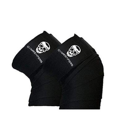 Knee Wraps (Pair) With Strap for Squats, Weightlifting, Powerlifting, Leg Press, and Cross Training - Flexible 72 inch Knee Wraps for Squatting - For Men & Women Black