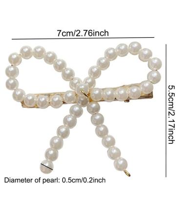 AKOAK Elegant White Pearl Bow Duckbill Clip - Ladies Hair Clip for Wedding, Birthday, and Valentine's Day - Buy Online on GoSupps.com