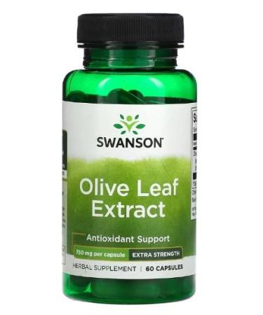 Swanson Olive Leaf Extract 750mg - 60 Capsules | Super Powerful Natural Supplement for Immune Support and Antioxidant