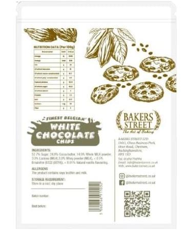 Bakers Street | Finest Belgian | White Chocolate Chips 500g | Premium Quality | Baking & Dessrets | Makeing Cake Muffin and all of bakings - Buy Online on GoSupps.com