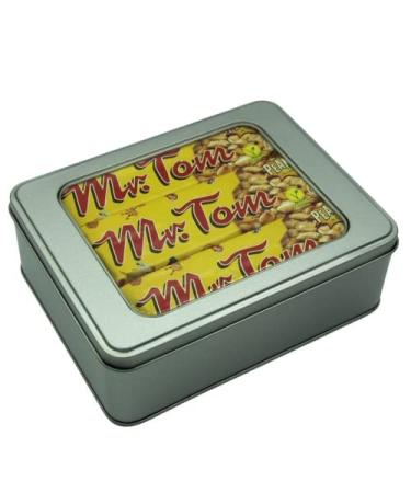 Mr Tom Peanut Brittle Bars Nut Vegan Hamper x 12 Bars and TinTastic Silver Window Lid Refillable Tin - Buy Online on GoSupps.com