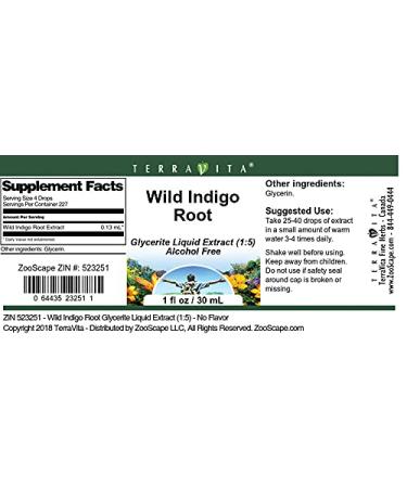 Wild Indigo Root Glycerite Liquid Extract (1:5) - Flavorless - 1 oz - Premium Quality Herbal Supplement - Buy Online on GoSupps.com