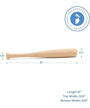 Woodpeckers Mini Baseball Bats 6 Inch - Ideal for Crafts & Party Favors - Pack of 2 - Buy Online on GoSupps.com