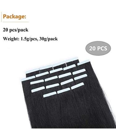 Buy Elailite Human Hair Extensions Tape-In #1 Black - 20PCS Invisible Glue Real 25cm 20g Hair Strips for Seamless Volume - Buy Online on GoSupps.com