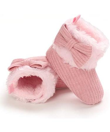 Baby Winter Fleece Booties | Non-Slip Soft Sole Shoes for Boys and Girls | Adjustable Crawling Prewalker Boots | 6-12 Months | D Pink - Buy Online on GoSupps.com