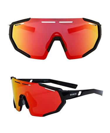 Rorzo Youth Baseball Shield Sunglasses Lightweight Sports Youth Sun Glasses for Cycling, Softball, Rowing, Golf& Running Photochromic Red