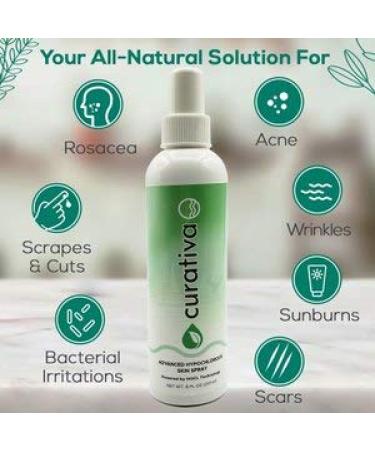 Curativa Bay .02% Hypochlorous Skin Spray - 100% Organic Clear Skin Solution for Total Skin Health - 8 OZ Made in USA - Buy Online on GoSupps.com