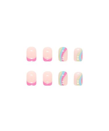 24PCS Green Square French False Acrylic Glossy Press on Nails for Women and Girls - Buy Online on GoSupps.com