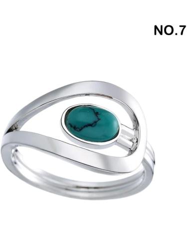CLSSLVVBN Rings Jewelry Turquoise Silver Lady Finger Antique Ornaments Girls Gemstones Wedding Elegant Valentine Anniversary 7 - Buy Online on GoSupps.com