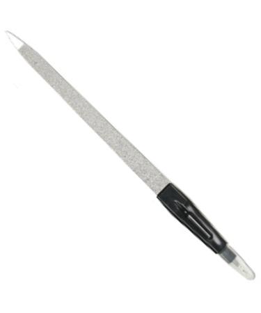 Nail File Stainless Steel with Trimmer Double Side Nail File Black Stainless Steel Double-Sided Nail File Trim Manicure Tool for Hand and Foot Care in Nail Salon Black with Handle