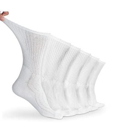 LIN Diabetic & Circulator Socks Women Men, 6 Pairs, Non-Binding Sock 9-11 10-13 13-15 Edema Neuropathy Lymphedema Crew/White 10-13 - Buy Online on GoSupps.com