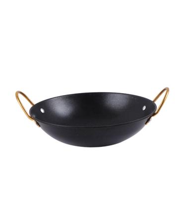 Alipis 1pc Pot Skillet with Lid Cooking Seafoodpot Eggs Frying Pan Double Ear Pan Dog Cookie Shapes Ramen Bowls Cast Iron Pan Mini Pan Camping Heating Pot Stainless Steel Black 30X25X9CM