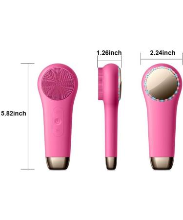 Rechargeable Waterproof Facial Cleansing Brush - Deep Cleansing Silicone Electric Scrubber for Men & Women - Gentle Exfoliation (Red) | International Shipping Available - Buy Online on GoSupps.com