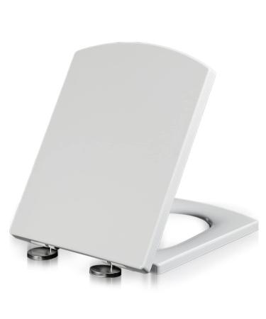 Heavy Duty Square Toilet Seats Soft Close White 14.6" 18.5" Loo Lid Quick Release Heavy Duty Easy to Clean Bathroom Lid Thickened Toilet Seat Cover B 34.5 43cm Little Surprise