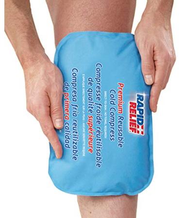 Rapid Relief Large Reusable Gel Cold Compress - Comfortable Flex Ice Packs for Back Knee Shoulder Muscle Aches and Body Pain Relief 8 x 12 Large