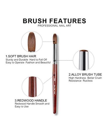 Rolabling Kolinsky Sable Acrylic Nail Art Brush - Red Wooden Handle (Size 16) - Buy Online on GoSupps.com