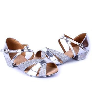 Girls Salsa Dance Shoes - Glitter Latin Tango & Ballroom Shoes for Children | Soft Soles | Size 37 EU | Silver - Buy Online on GoSupps.com