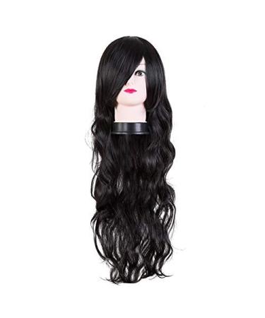 Lfmdjf Curly Hair Synthetic Heat Resistant Cover Face Bang Carnival Wigs Women Female Party Halloween Hairpiece 26inches Brown Natural Black