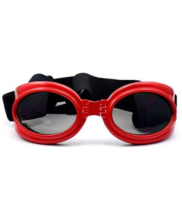 Vivi Bear pet sunglasses fold pet pet protective glasses UV protective glasses fashion cool pet dog glasses with adjustable belt and waterproof windproof for medium-sized and large dogs red