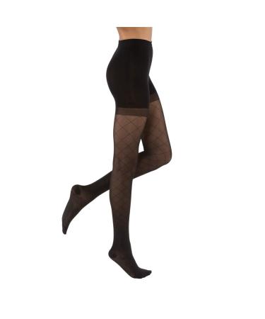 JOBST 119179 UltraSheer Diamond Pattern Compression Stocking 15-20mmHg Waist High Closed Toe Medium Classic Black Classic Black Medium