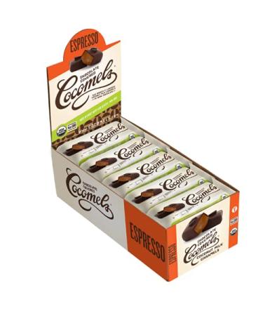 Cocomels Chocolate-Covered Espresso Coconut Milk Caramel Squares, Organic Vegan Candy, Espresso (15 Packs of 2)