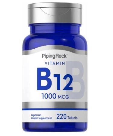 Piping Rock Vitamin B12 1000 mcg | 220 Tablets | Vegetarian Non-GMO Gluten Free Supplement - Buy Online on GoSupps.com