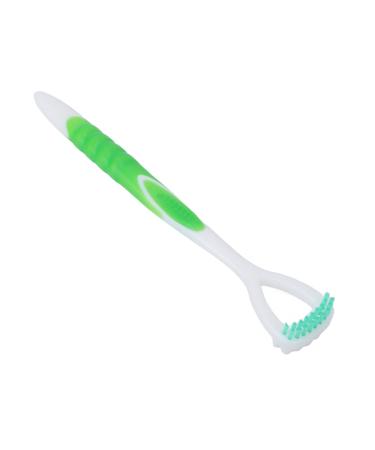 Verdant Touch Tongue Brush Tongue Scraper Flexible Long Handle Tongue Cleaner Brush Oral Health Cleaning Tool Green