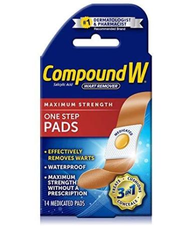 Compound W Wart Remover One Step Pads Maximum Strength 14 Medicated Pads