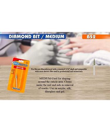 Medicool Diamond Cone Medium Bit B-52 for Manicure and Pedicure - Acrylic, Silk, Fiberglass, Gel Nail Tool - Buy Online on GoSupps.com
