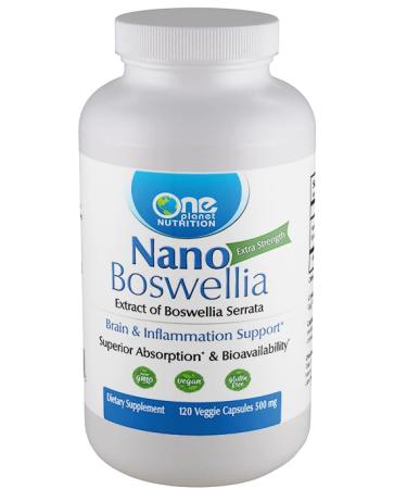 One Planet Nutrition Nano Boswellia 500 mg (120 Capsules) - Boswellia Serrata Extract - Nano Particle Sized for Superior Absorption - Joint & Cognitive Support - Non GMO Vegan Gluten-Free