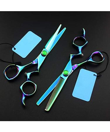 Professional 6 Inch Hair Cutting Scissors Set - Green Gem Thinning Shears for Salon & Barber - Premium Hairdressing Tools - Buy Online on GoSupps.com