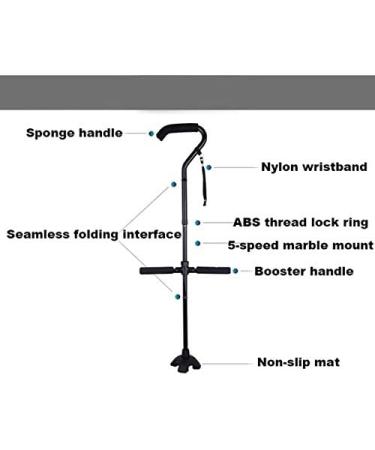 Swan Neck Walking Cane Offset Walking Sticks Double Handle to Help Get up Height Adjustable Collapsible Crutch Mobility Aid for Elderly Men and Women - Buy Online on GoSupps.com