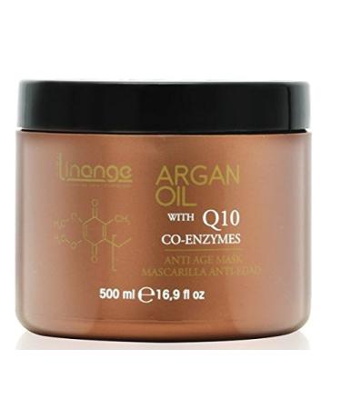 Linange Anti-Age Indulgence Mask w/Argan Oil and CoQ10 500ml  Softening  Strengthening  Moisturizing Hair Care Product  Hair Mask w/Proteins for Men and Women  Dry  Frizzy  Sensitive Hair