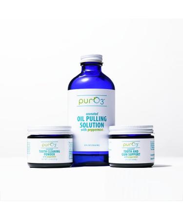 PurO3 Ozonated Oil Pulling Solution - Organic Coconut Oil for Teeth & Gums Non-Toxic with Peppermint 8 oz - Pure Ozone Infused Oral Care - Buy Online on GoSupps.com