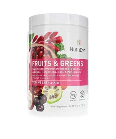 NutriDyn Fruits & Greens Strawberry/Kiwi Flavor *Certified Organic* w/ Acai Gogi Mangosteen Noni & Pomegranate Super Fruits 300 Grams (Strawberry Kiki)